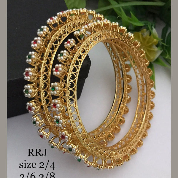 FS Collection Gold Plated Pota Stone Bangle Set