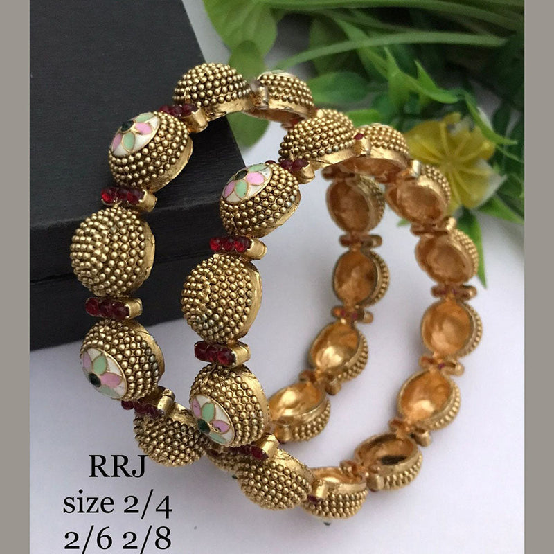 FS Collection Gold Plated Pota Stone Bangle Set