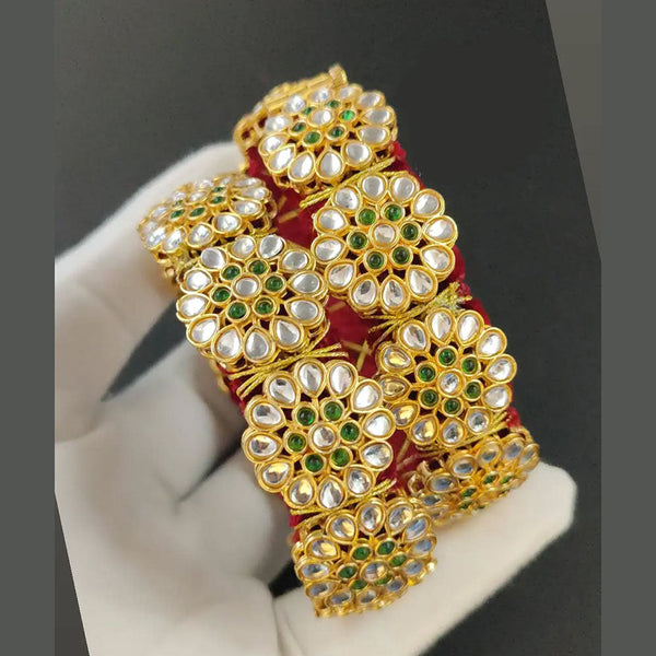 FS Collection Gold Plated Kundan Stone Openable Bangles