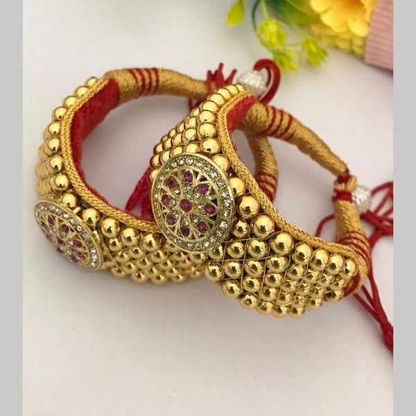 FS Collection Gold Plated Rajasthani Ponchi Bajuband and Armlets