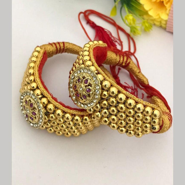 FS Collection Gold Plated Rajasthani Ponchi Bajuband and Armlets