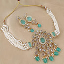 FS Collection Gold Plated Crystal Stone And  Beads Choker Necklace Set
