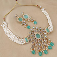FS Collection Gold Plated Crystal Stone And  Beads Choker Necklace Set