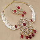 FS Collection Gold Plated Crystal Stone And  Beads Choker Necklace Set
