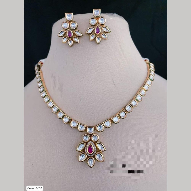 FS Collection Gold Plated  Kundan Stone Necklace Set