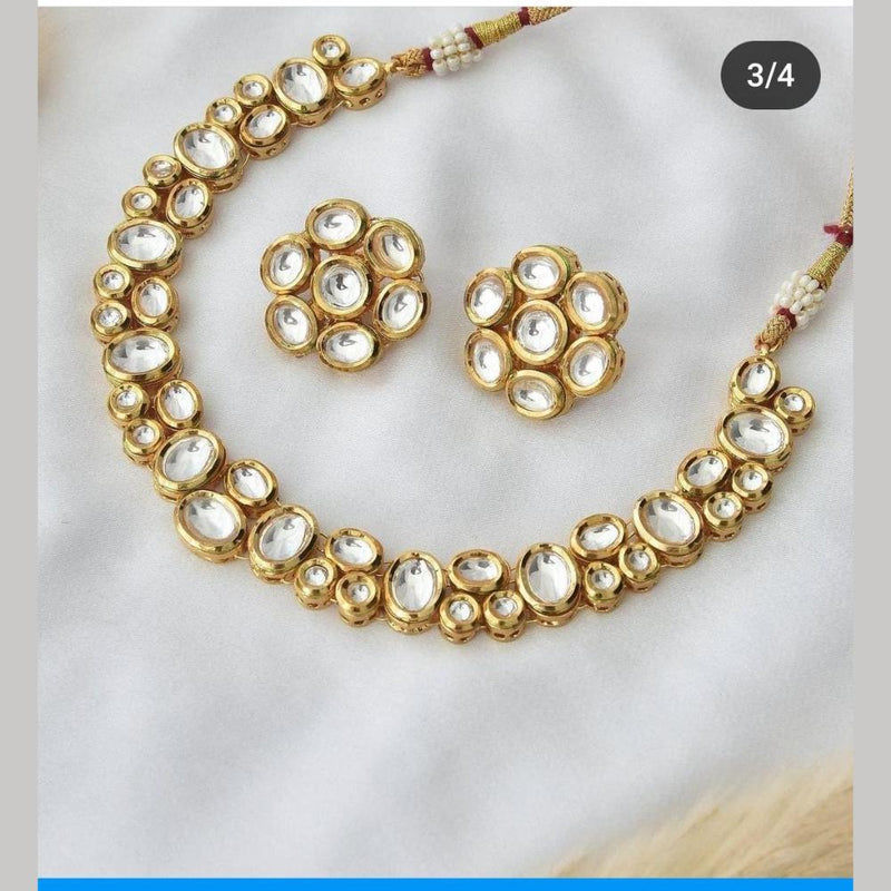 FS Collection Gold Plated  Kundan Stone Necklace Set