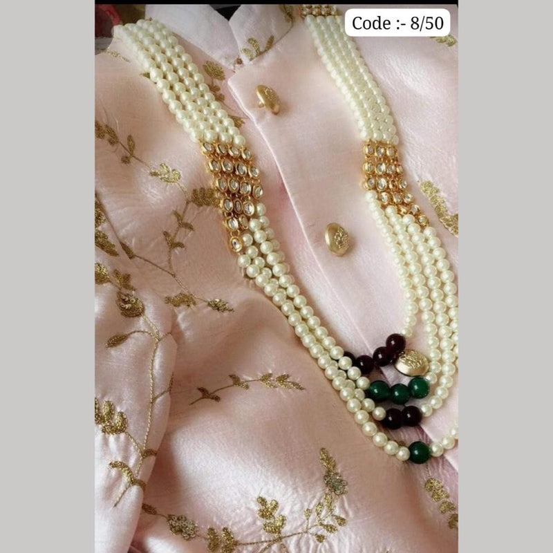 FS Collection Gold Plated Kundan Stone And  Pearls Necklace