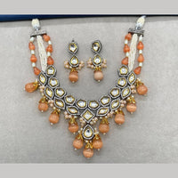 FS Collection 2 Tone Plated Kundan Stone And Beads Necklace Set