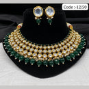 FS Collection Gold Plated Kundan Stone And Beads Necklace Set