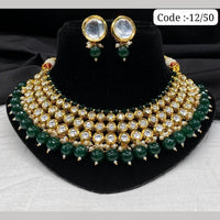FS Collection Gold Plated Kundan Stone And Beads Necklace Set