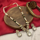 FS Collection  2 Tone Plated Kundan Stone And Pearls Necklace Set