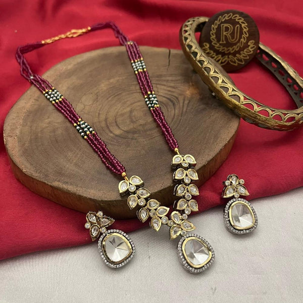 FS Collection  2 Tone Plated Kundan Stone And Pearls Necklace Set