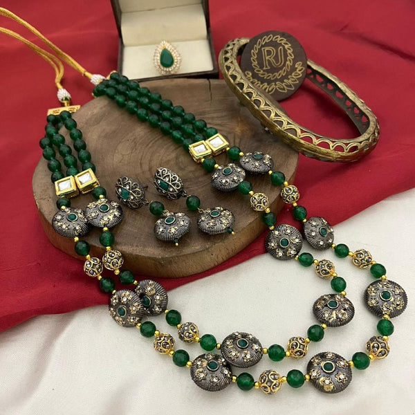 FS Collection Gold Plated Pota Stone And Beads Necklace Set