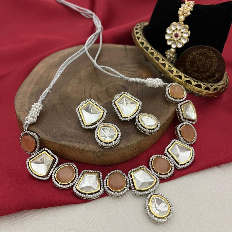 FS Collection 2 Tone Plated Crystal Stone Necklace Set