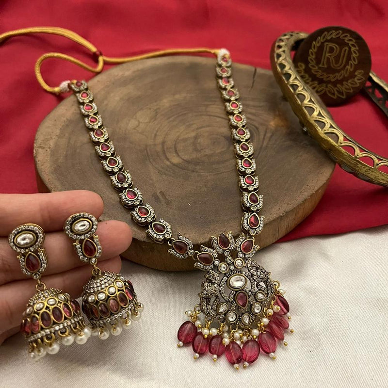 FS Collection Gold Plated  Austrian Stone And Beads Necklace Set