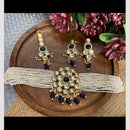 FS Collection Gold Plated Kundan Stone And Beads Choker Necklace Set