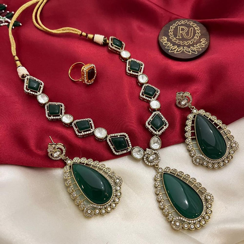 FS Collection Gold Plated Polki Kundan Stone Necklace Set