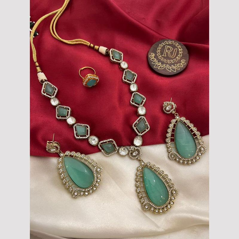 FS Collection Gold Plated Polki Kundan Stone Necklace Set