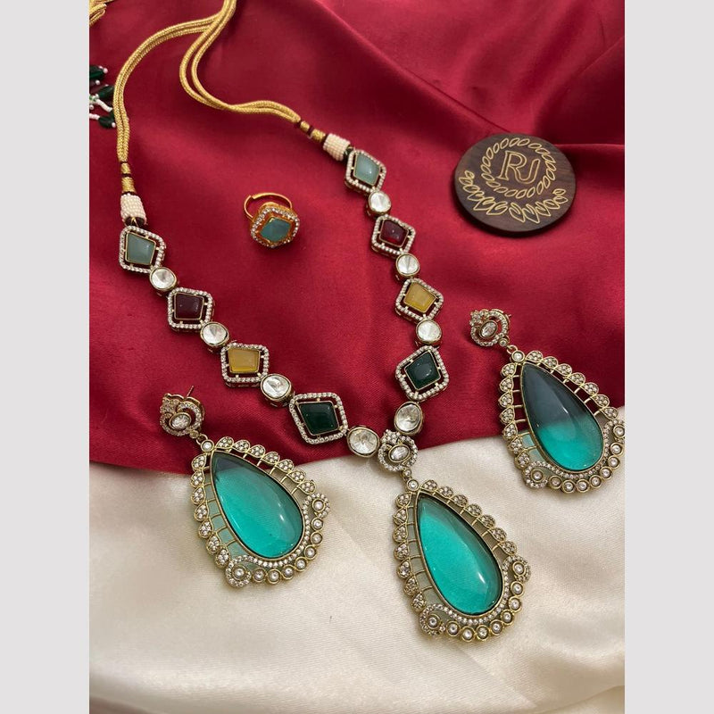 FS Collection Gold Plated Polki Kundan Stone Necklace Set