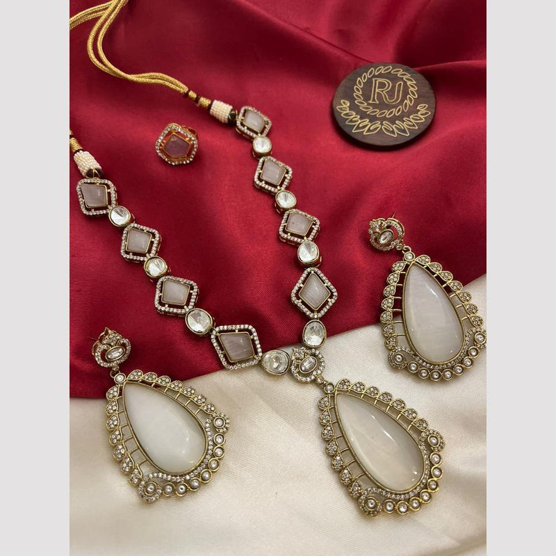 FS Collection Gold Plated Polki Kundan Stone Necklace Set