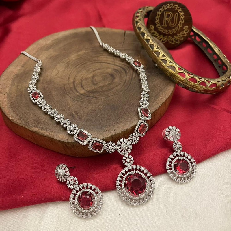 FS Collection Silver Plated AD Stone Plated Necklace Set