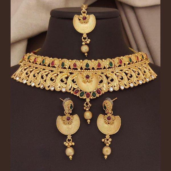 FS Collection Gold Plated Pota Choker Necklace Set