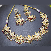 FS Collection Gold Plated Kundan Stone And Pearls Choker Necklace Set