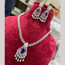 FS Collection Silver Plated American Diamonds Necklace Set