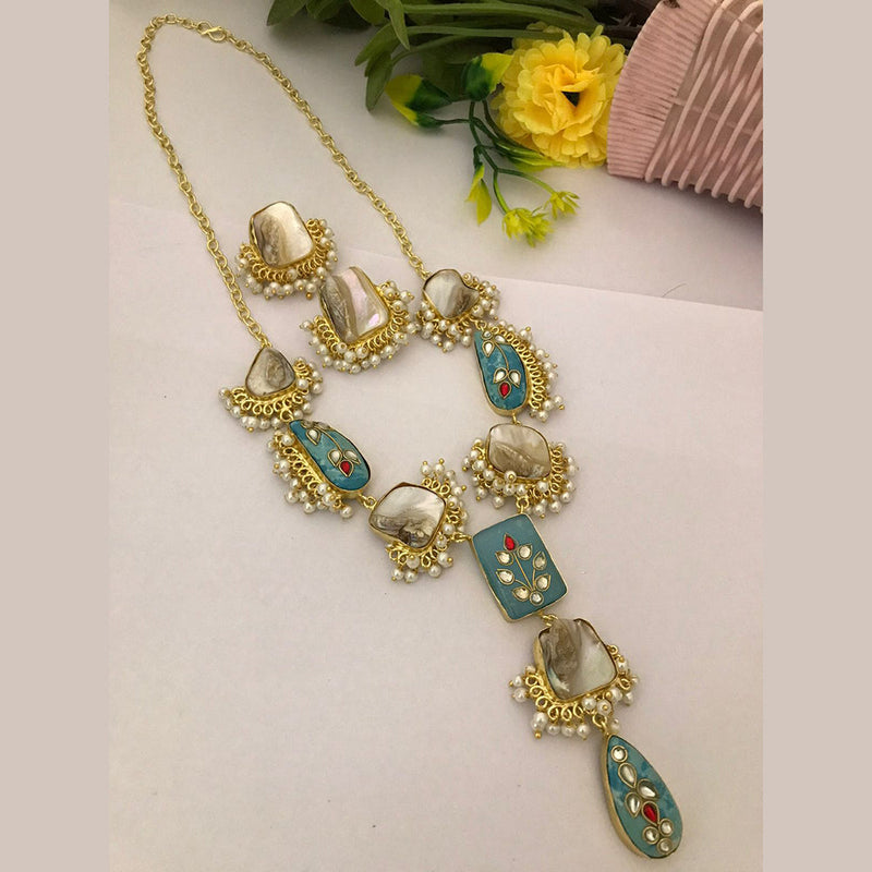 FS Collection Gold Plated Mother Of Pearls Necklace Set