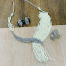 FS Collection Silver Plated American Diamonds Necklace Set