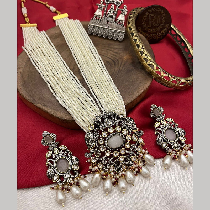 FS Collection 2 Tone Plated Austrian Stone And Beads Long Necklace Set