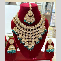 FS Collection Gold Plated Kundan Stone And Beads Necklace Set