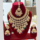FS Collection Gold Plated Kundan Stone And Beads Necklace Set