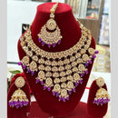 FS Collection Gold Plated Kundan Stone And Beads Necklace Set