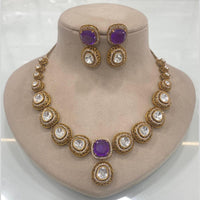 FS Collection Gold Plated Crystal Stone Necklace Set