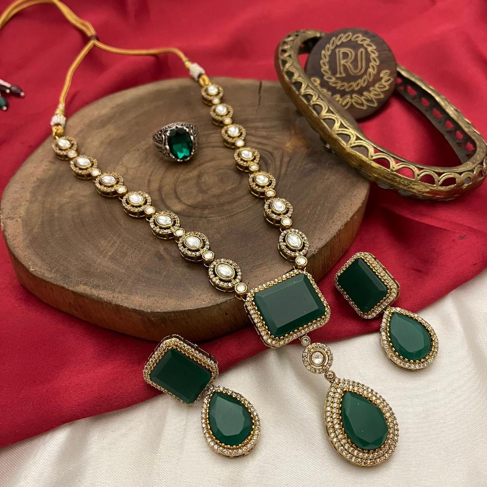 FS Collection Gold Plated Crystal Stone Necklace Set