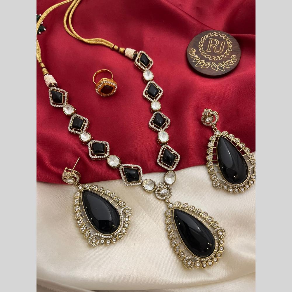 FS Collection Gold Plated Crystal Stone Necklace Set