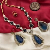 FS Collection Gold Plated Crystal Stone Necklace Set