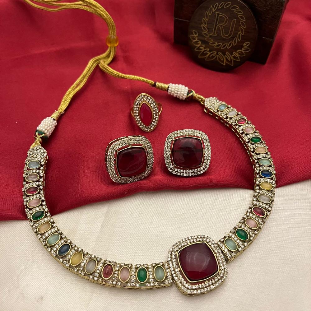 FS Collection Gold Plated Necklace Set