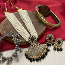 FS Collection Silver Plated Pearl And Austrian Stone Necklace Set