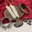 FS Collection Silver Plated Pearl And Austrian Stone Necklace Set