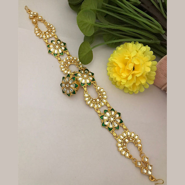 FS Collection Gold Plated Kundan Stone And Pearls Sheeshphool