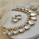 FS Collection Gold Plated Kundan Stone Necklace Set