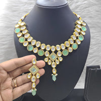 FS Collection Gold Plated Kundan Stone And Beads Necklace Set