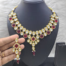 FS Collection Gold Plated Kundan Stone And Beads Necklace Set