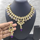 FS Collection Gold Plated Kundan Stone And Beads Necklace Set