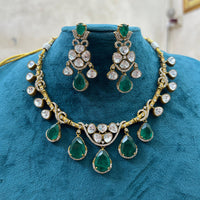FS Collection Gold Plated Polki Kundan Stone Necklace Set