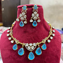 FS Collection Gold Plated Polki Kundan Stone Necklace Set