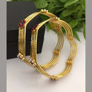 FS Collection Gold Plated Pota Stone And Pearls Bangle Set
