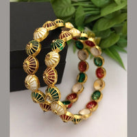 FS Collection Gold Plated Austrian Stone And Meenakari Bangle Set